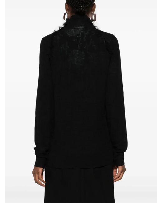Christian Wijnants Black Kivu Frayed-Detail Jumper