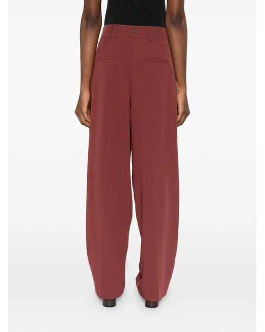 Patrizia Pepe Red Pleated Palazzo Pants