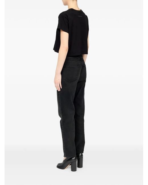 MM6 by Maison Margiela Black Logo-Print T-Shirt