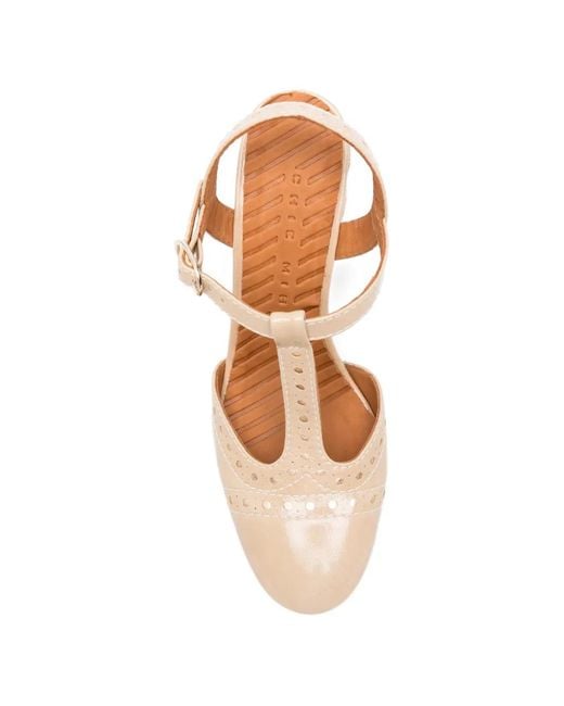 Chie Mihara Pink Mira Brogue-Detail T-Bar Pumps