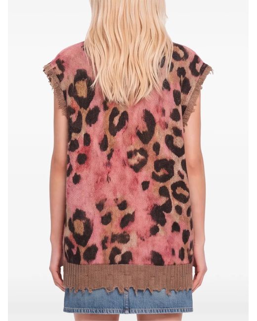 Pull À Imprimé Léopard Effet Usé R13 en coloris Brown