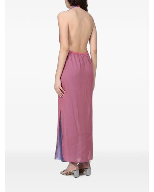 Giorgio Armani Pink Silk Cowl-Neck Maxi Dress