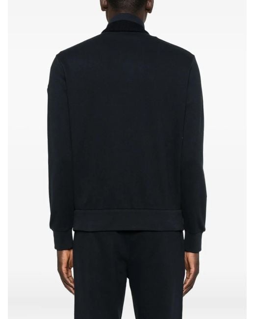Moncler Black Zip-Up Logo-Patch Sweatshirt for men