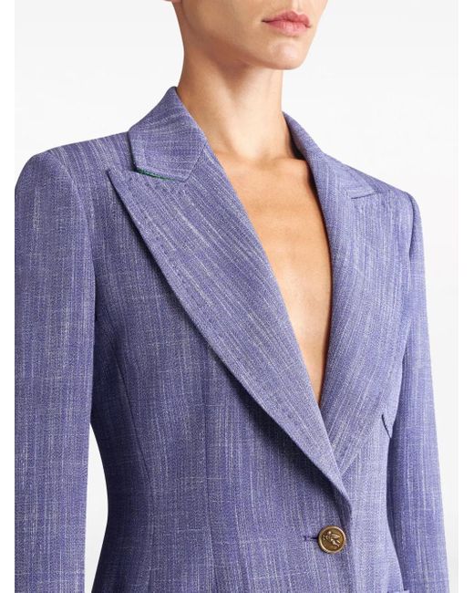 Etro Blue Single-Breasted Tailored Blazer