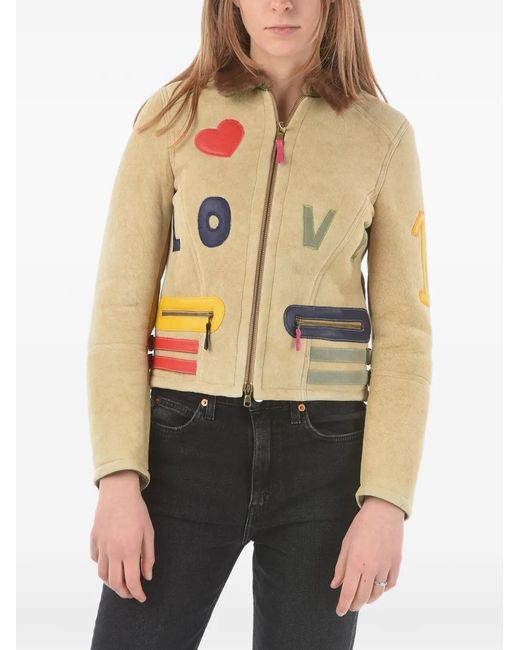 History Repeats Natural Embroidered Shearling Jacket