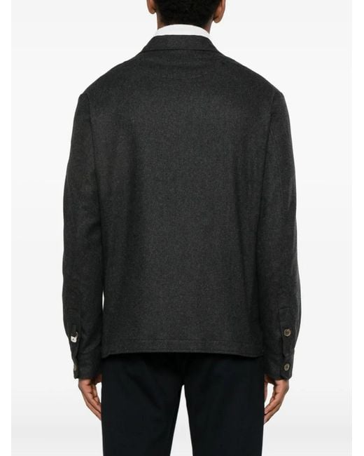 Myths Black Flap-Pockets Buttoned Overshirt for men