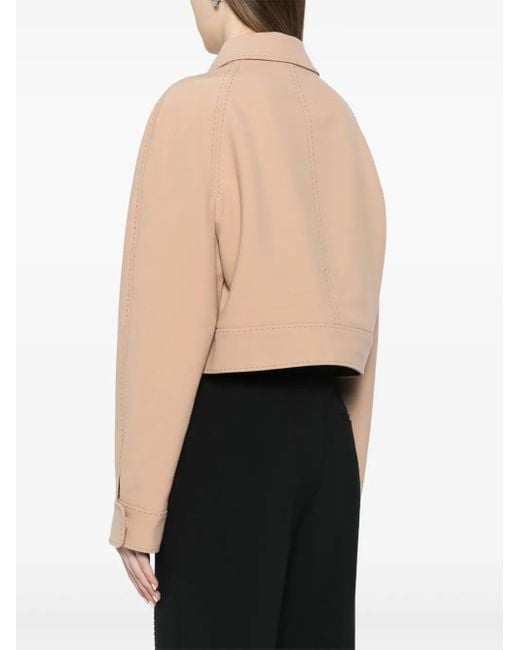 Veste Crop À Coutures Contrastantes Elie Saab en coloris Natural