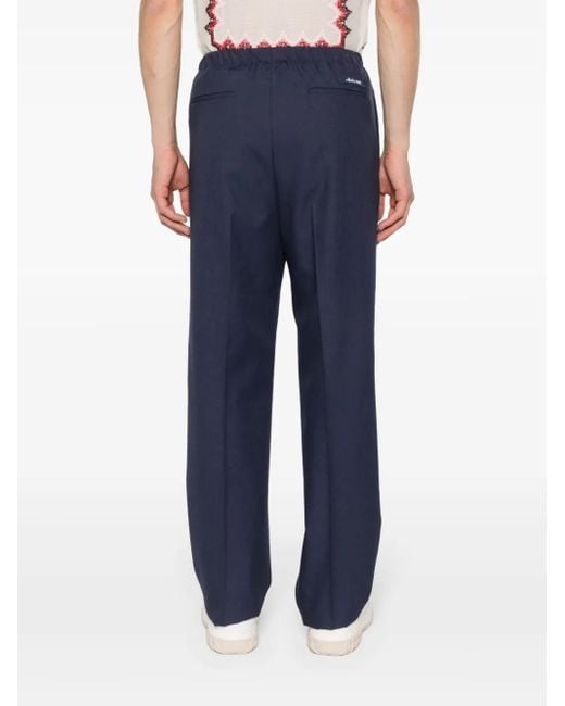 Fendi Blue Pleated Wool Trousers For for men