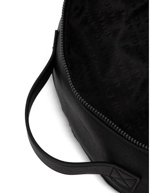 ARMANI EXCHANGE Black Logo-Patch Pebbled Backpack for men