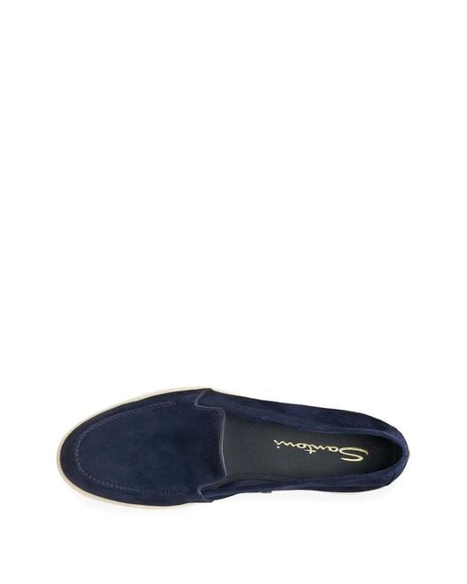 Santoni Blue Round-Toe Loafers