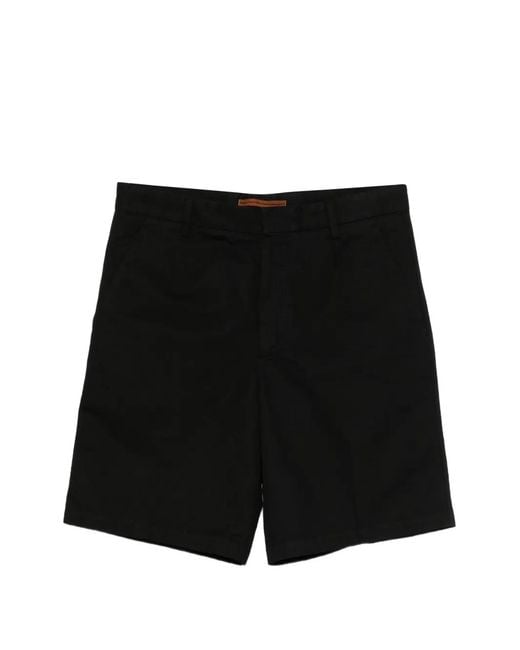 Zegna Black Flat-Front Shorts for men