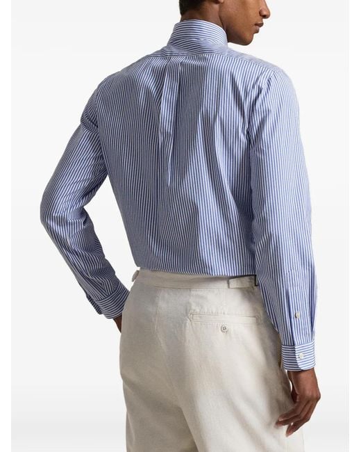 Polo Ralph Lauren Blue Striped Collared Shirt for men