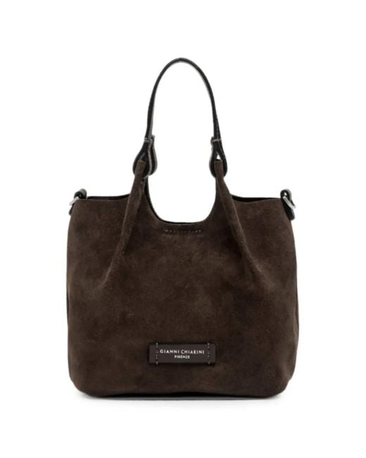 Gianni Chiarini Black Dua Suede Tote Bag