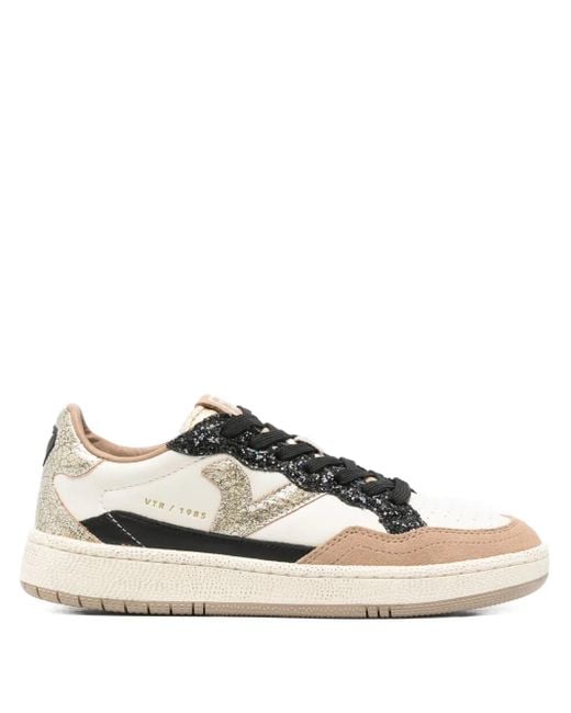 Victoria White Smash Glitter-Detail Sneakers