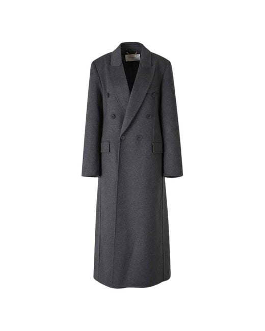 Victoria Beckham Black Double-Breasted Button-Fastening Coat