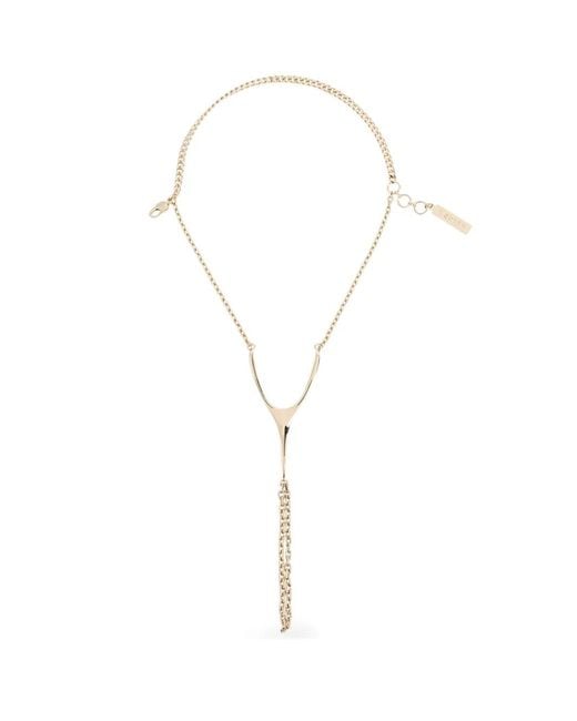 McQueen White Wishbone-Plaque Chain Hand Bracelet