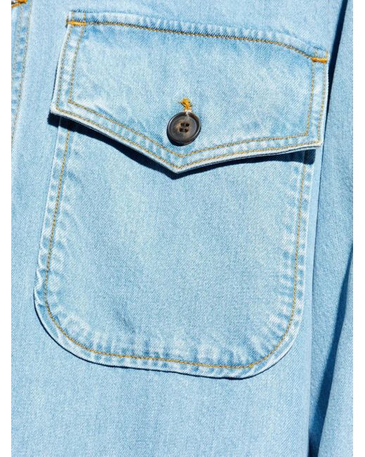 Officine Generale Blue Patch-Pocket Denim Jacket for men