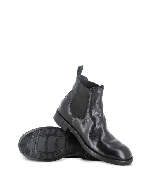 Officine Creative Black Elasticated-Panel Leather Boots