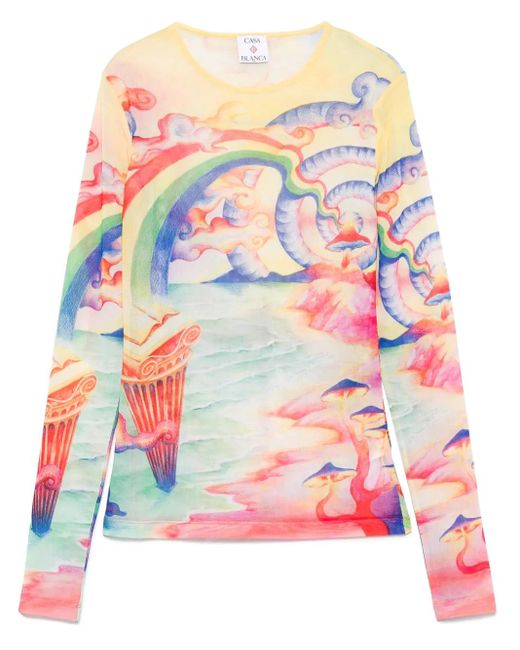 Casablanca Top Met Print in het Yellow