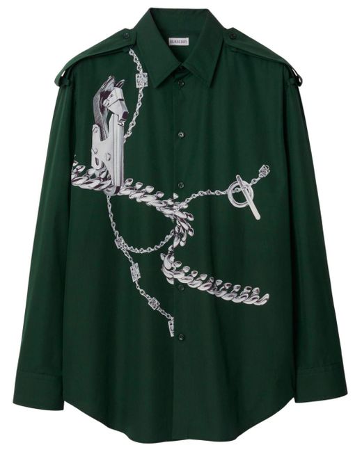 Camicia Knight Hardware di Burberry in Green da Uomo