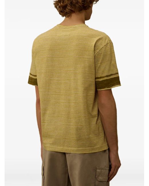 C P Company Green Striped Short-Sleeve T-Shirt for men