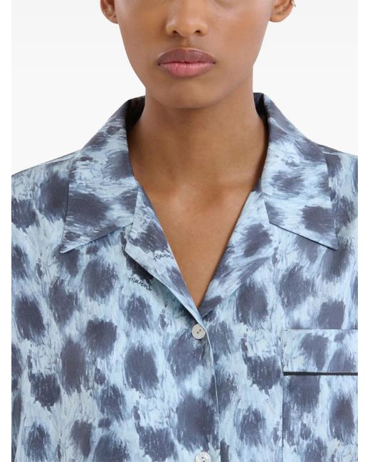 Marni Blue Stylish Printed Silk Shirt