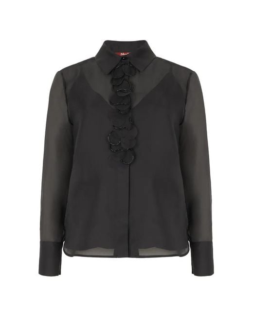 Max Mara Black Ruffled-Collar Blouse