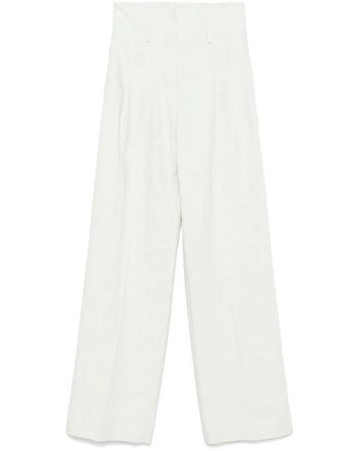 Plan C White Pleated Trousers