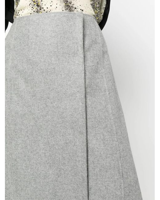 Alberta Ferretti Gray A-Line Midi Skirt