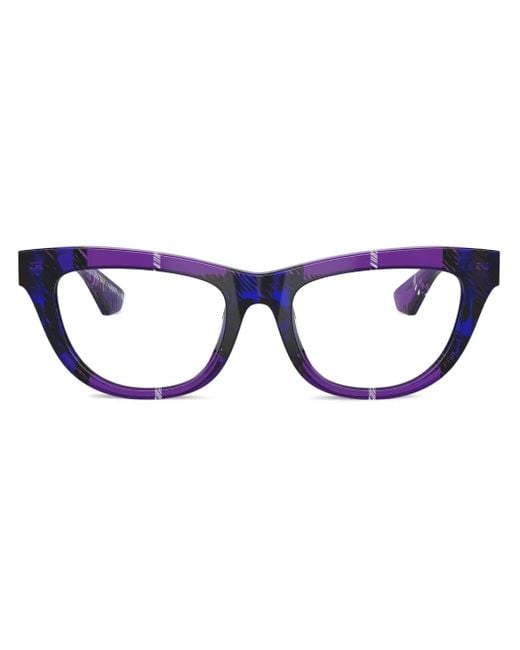 Burberry Blue Check-Pattern Cat-Eye Glasses