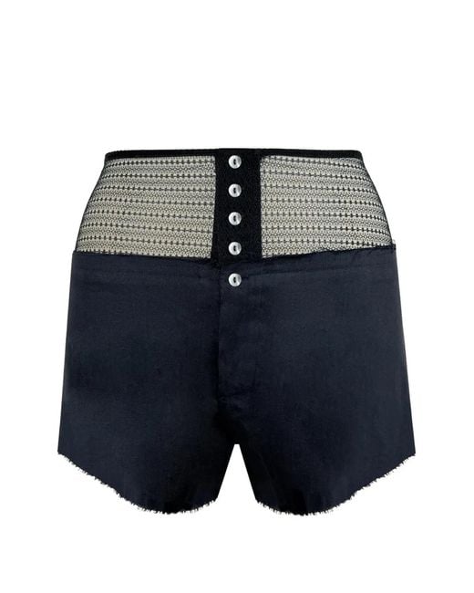 Contessa Mills Blue Laissez Mesh-Panel Shorts