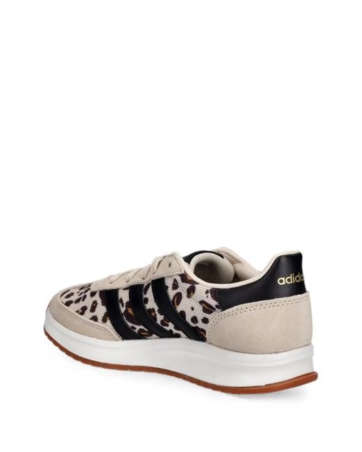 Adidas White Leopard-Print Cloudfoam Sneakers