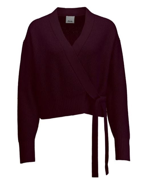 Allude Purple Rib-Knit Cardigan
