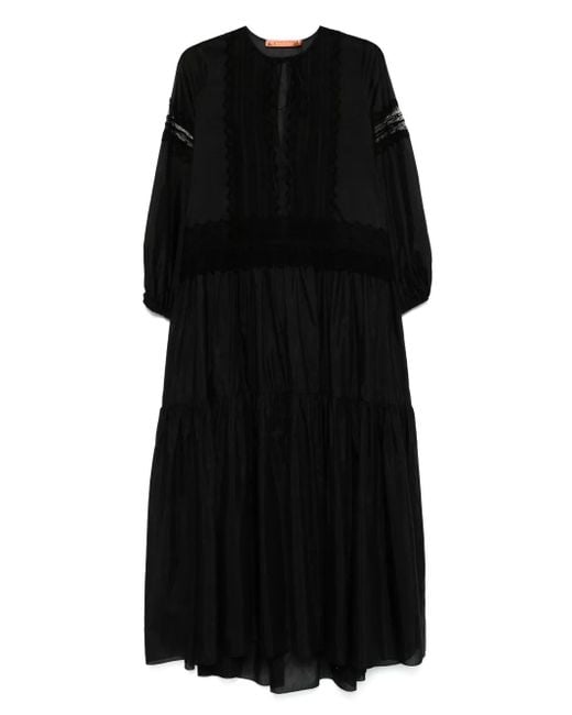 Ermanno Scervino Gelaagde Maxi-Jurk in het Black