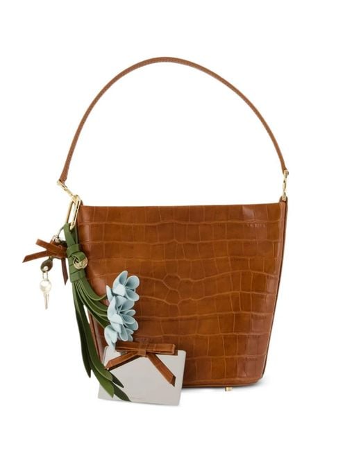 Self-Portrait White Croc-Effect Leather Bucket Bag