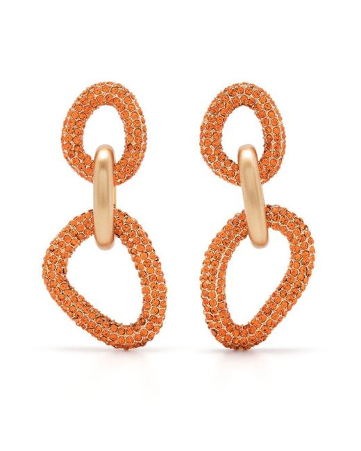 Cult Gaia Orange Crystal-embellished Drop Earrings