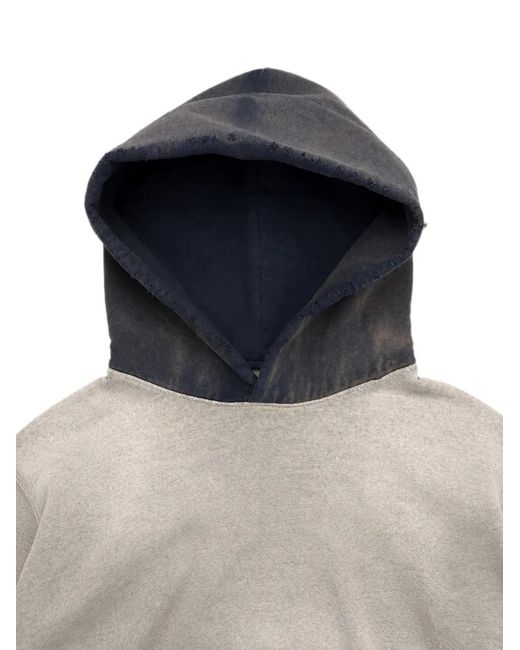 MOOJI MOOJI White Contrast-Hood Frayed Hoodie