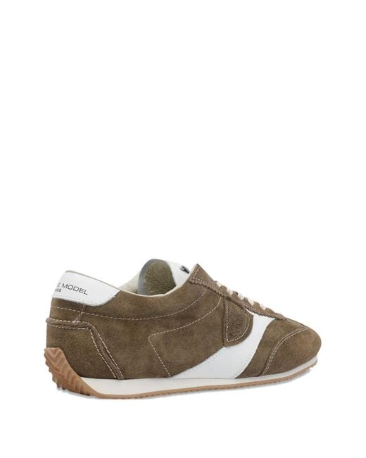 Philippe Model Brown Lateral Logo Suede Trainers for men