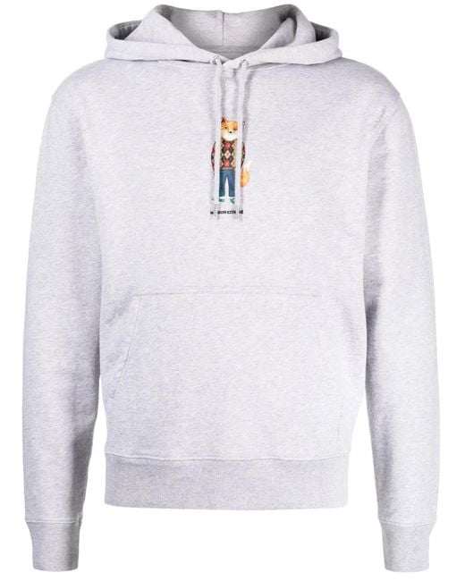 Maison Kitsuné White Dressed Fox Cotton Hoodie for men