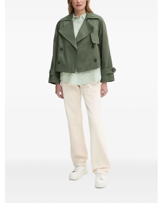 Benetton Green Double-Breasted Cropped Jacket