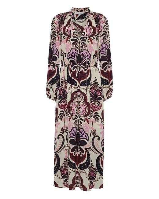 Cara Cara White Geometric-Print Drawstring Day Dress