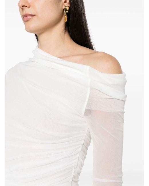Philosophy Di Lorenzo Serafini White Asymmetric Off-shoulder Dress