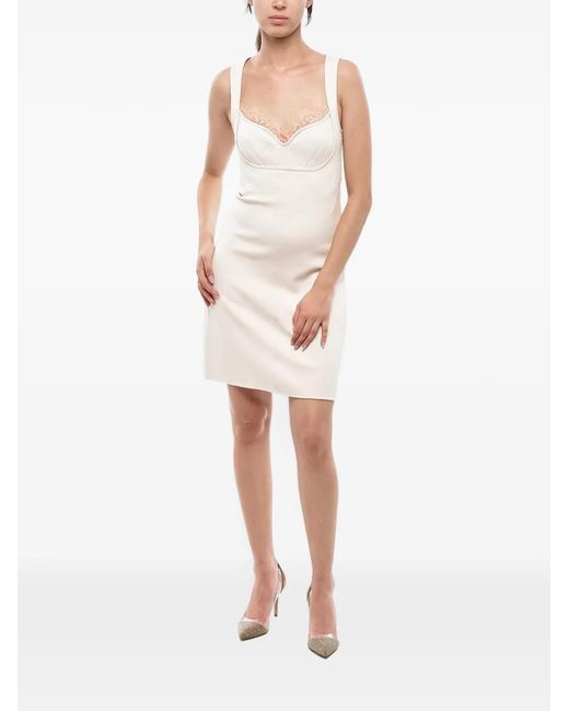 Stella McCartney White Lace-Trim A-Line Mini Dress