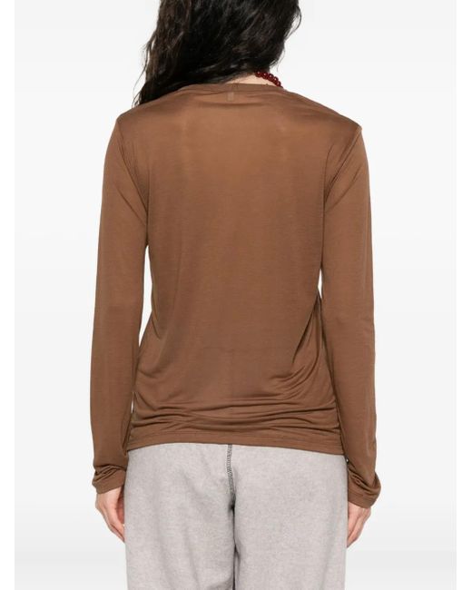 Top A Maniche Lunghe Con Scollo Rotondo di Baserange in Brown