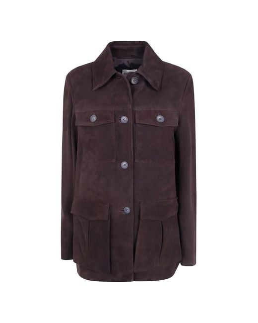 Semicouture Purple Penny Suede Multi-Pocket Jacket