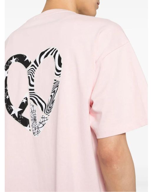 FIVE CM Pink Heart-Patch Cotton T-Shirt for men