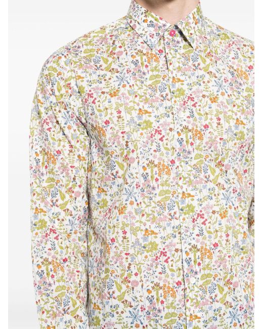 Paul Smith White Liberty Floral-print Organic Cotton Shirt for men