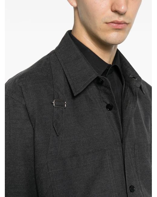 McQueen Black Harness-Detail Patch-Pocket Overshirt for men