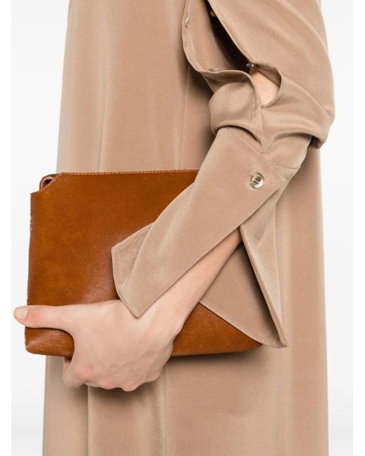Max Mara Zijden Jurk Met Knoopcuffs in het Natural