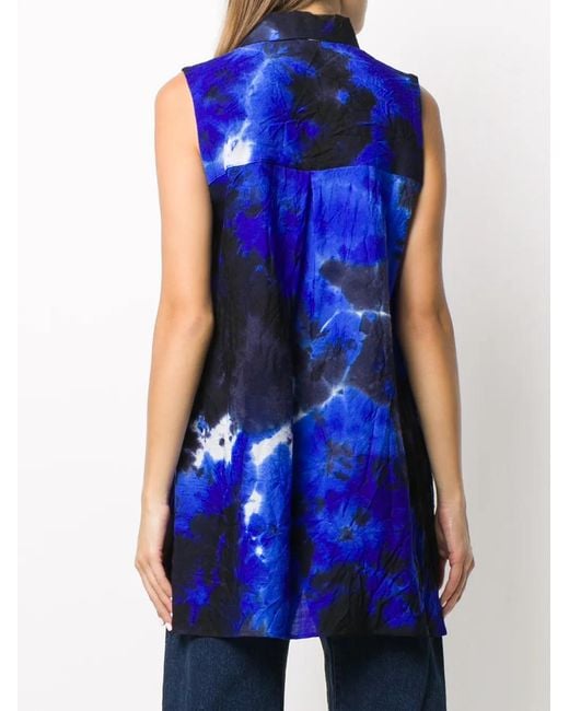 Y's Yohji Yamamoto Blue Longline Tie-Dye Shirt